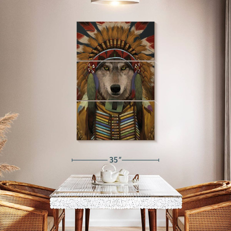 Brampt Wolf Spirit Chief, H 32 po x l 20 po