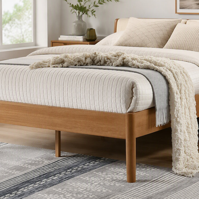 Vichy Rubberwood Platform Bed in Light Walnut, King