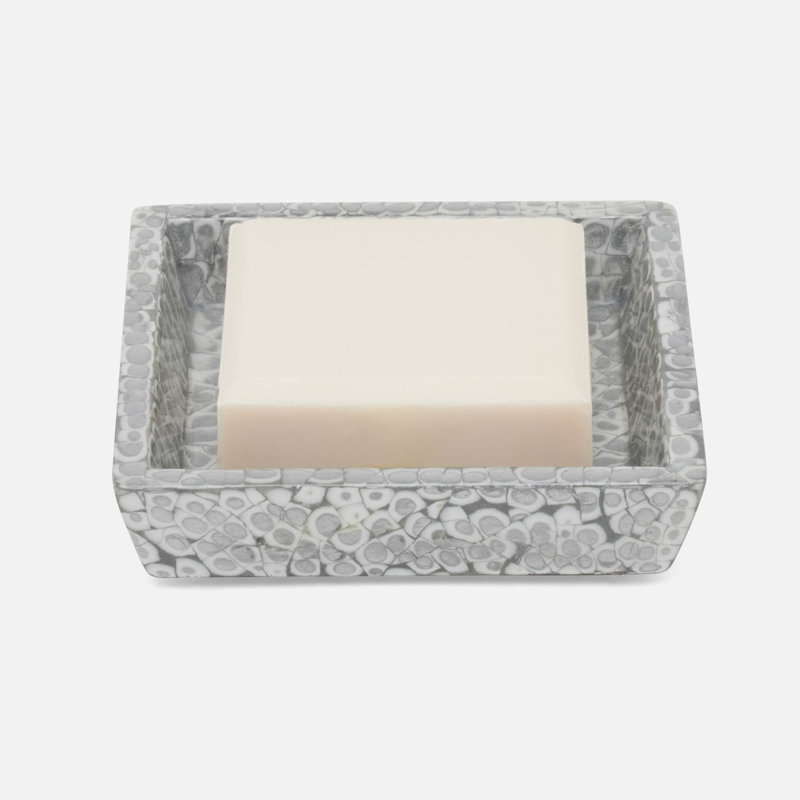 CALLAS, Silver/White, Soap Dish, Square Straight, Lacquered Eggshell., Silver