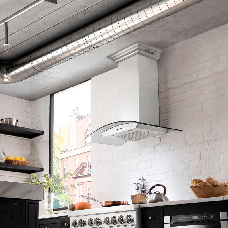 30" Crown Sound 400 CFM Ducted Wall Mount Range Hood in Stainless Steel with Wi-Fi, 30"