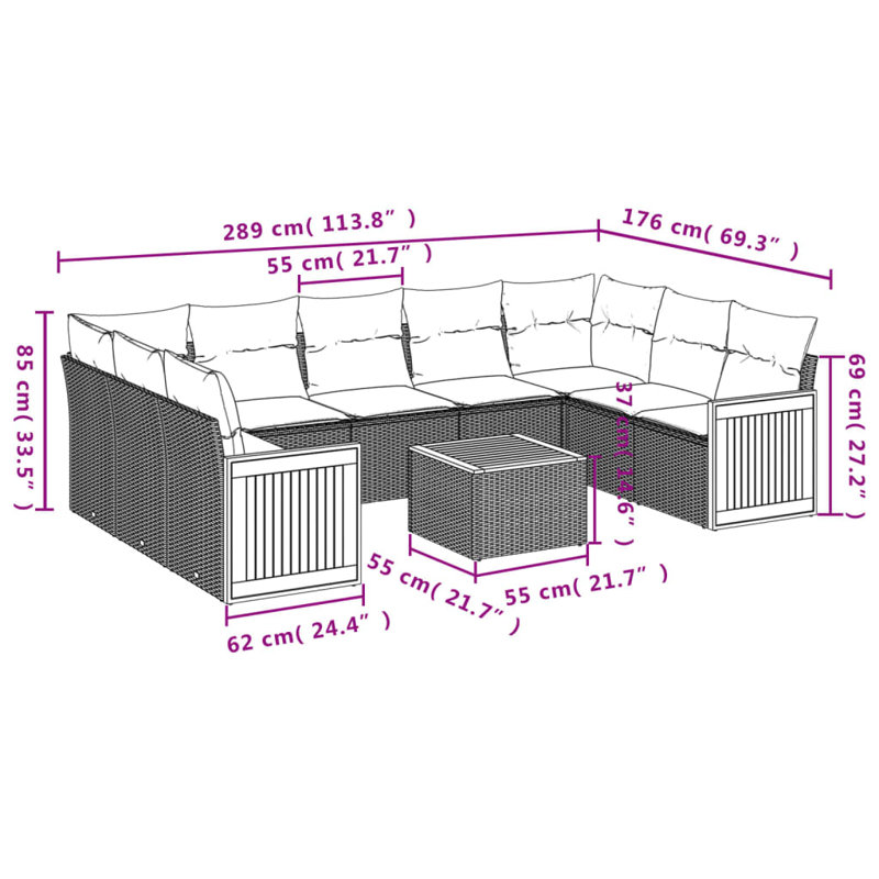Grandes couvertures amovibles en rotin PE Vidaxl