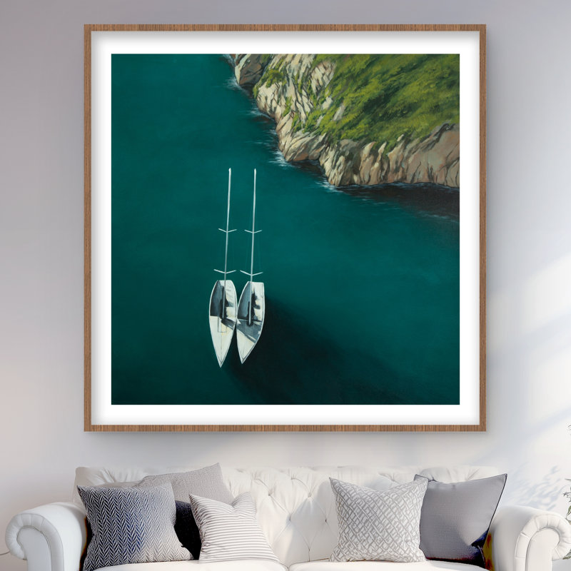 «Smooth nauting - Sea Scenic», reproduction encadrée avec passe-partout | Décoration intérieure, H 48 po x l 48 po, Brun