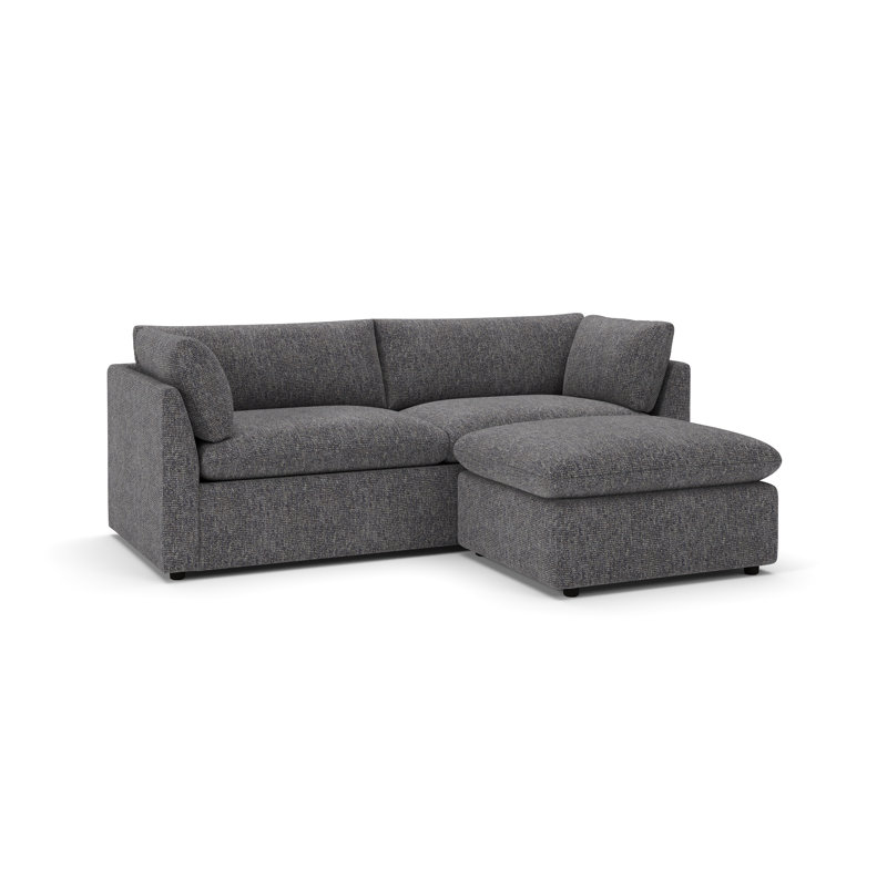 Kallie Upholstered Sofa With Ottoman, Valet Carbon Tweed