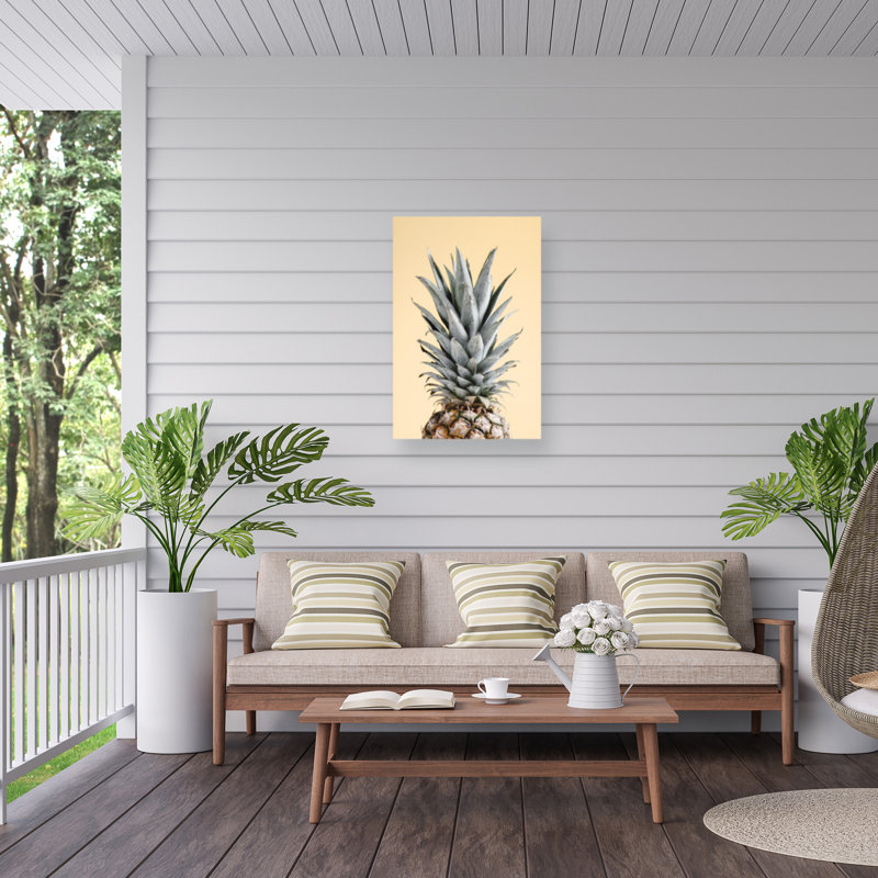 Ananas jaune 04 sur toile, H 19 po x l 12 po