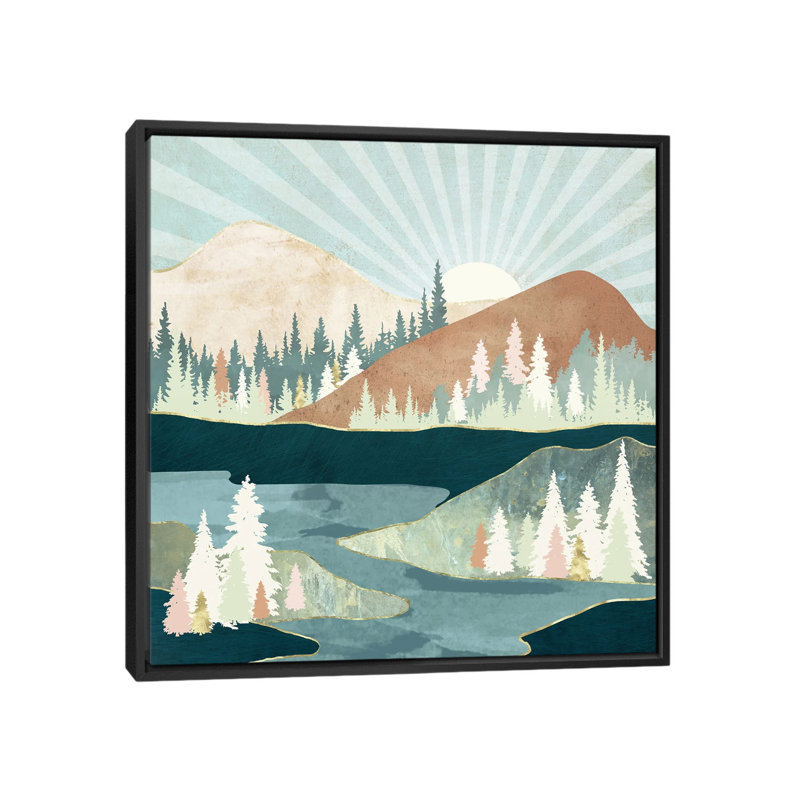 Soleil d'automne - impression, 37" H x 37" W x 1.5" D, Pas de tapis, Black Framed
