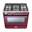 Cuisinière à gaz Verona Ultima Series de 36 pouces à four simple et 5 brûleurs scellés (gaz naturel, bourgogne)-1799455430