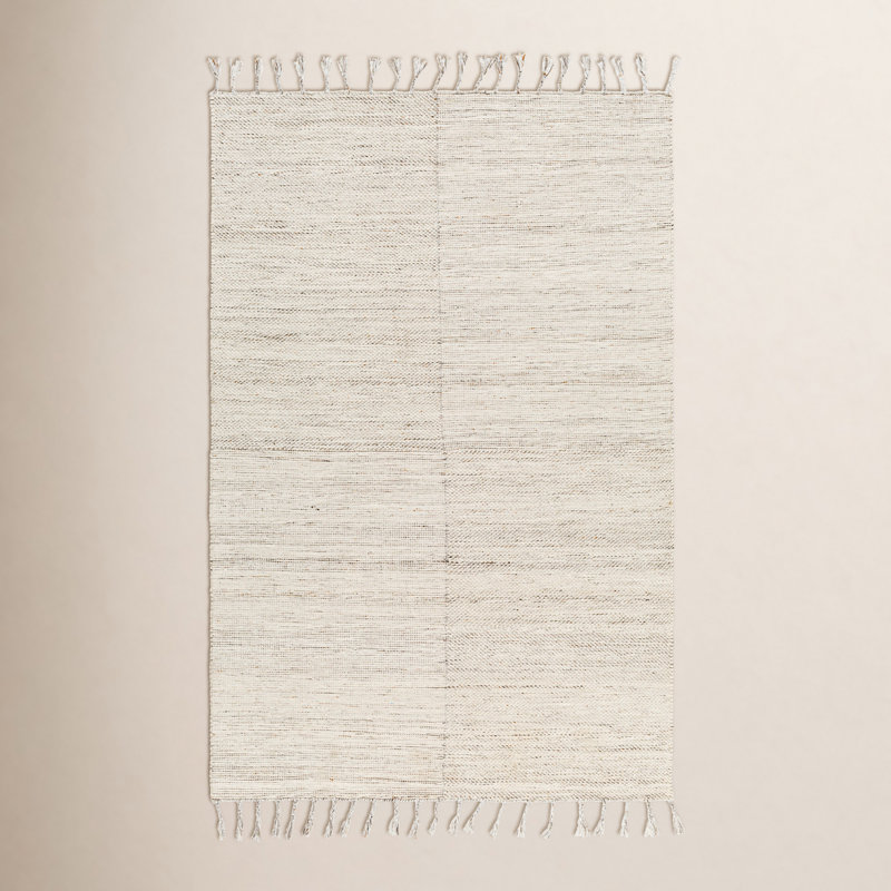 Columbia Solid Color Flatweave Recycled P.E.T. Indoor / Outdoor Area Rug, Rectangle 8' x 10', Ivory
