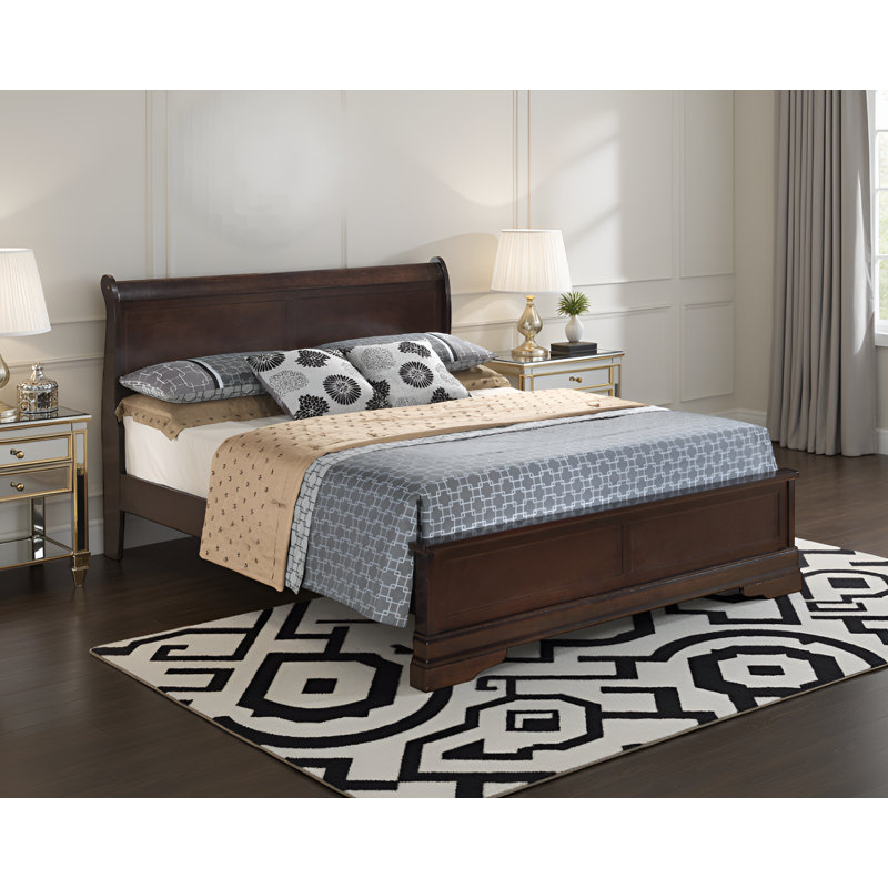 Cairns Black Queen Panel Bed, Très grand lit, Cappuccino