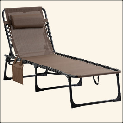 Méridienne inclinable, méridienne portable, lit de camp pliable, avec dossier réglable et coussin amovible, pour patio, jardin, plage