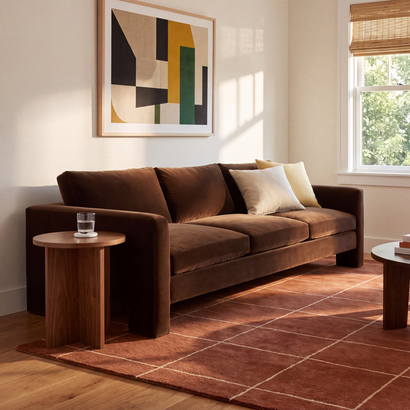 Ensley 96.5" Upholstered Sofa, 33" W x 96.5" W x 39.75" D, Surrey Ochre