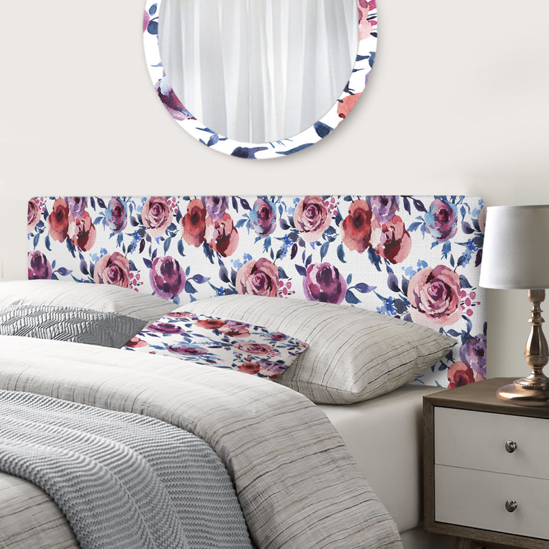 Upholstered Headboard, Queen, Red/Purple/Pink