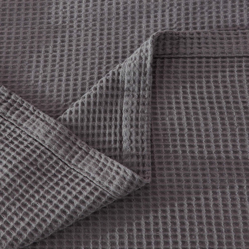 Couverture 100% coton gaufré Minali, Double/grand, Gris foncé