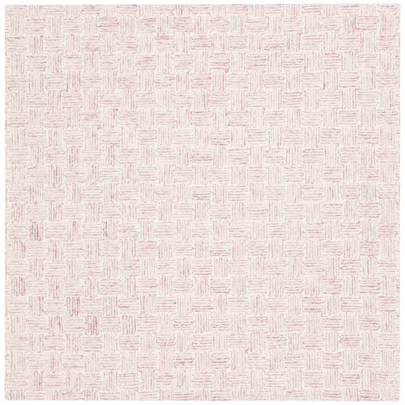 Leni Micro-Loop Area Rug In Pink/Ivory, Square 5'