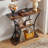 Industrial 3 Tier Console Table with Open Wood Shelves Rustic Entryway Sofa Table TV Stand for Entrance, Living Room, Hallway