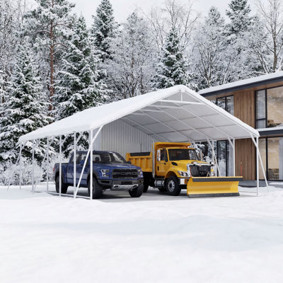 20X23 Ft Heavy Duty Carport with Side Storage Shed