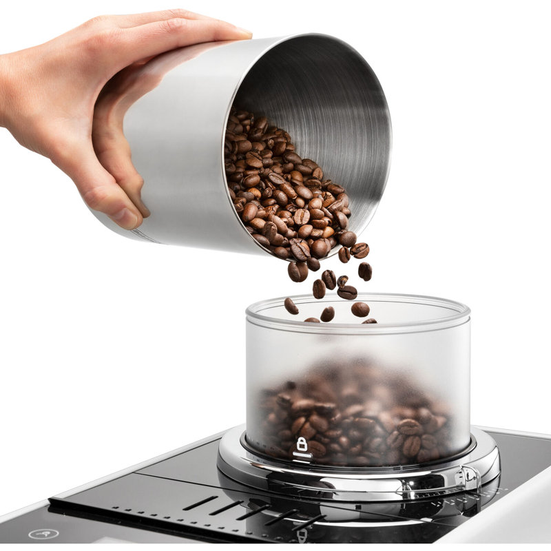 Fully Automatic Espresso Machine with Built-In Coffee Grinder, White