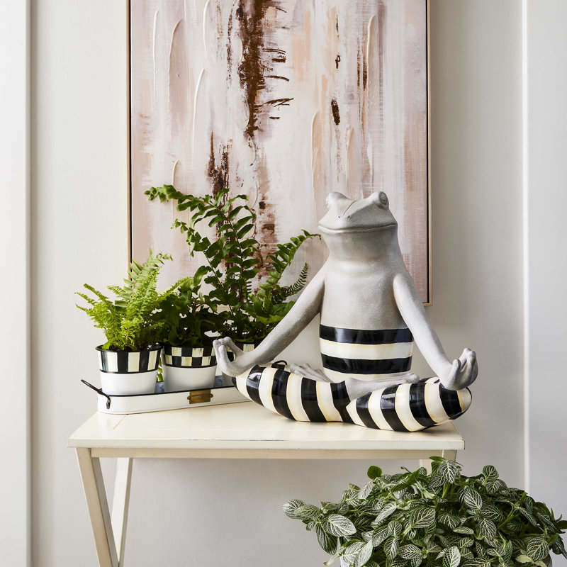 Spectator Black and White Galvanized Herb Pots with Tray, Set of 3