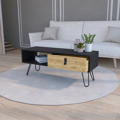 Table basse Magness, salon, noir / macadamia