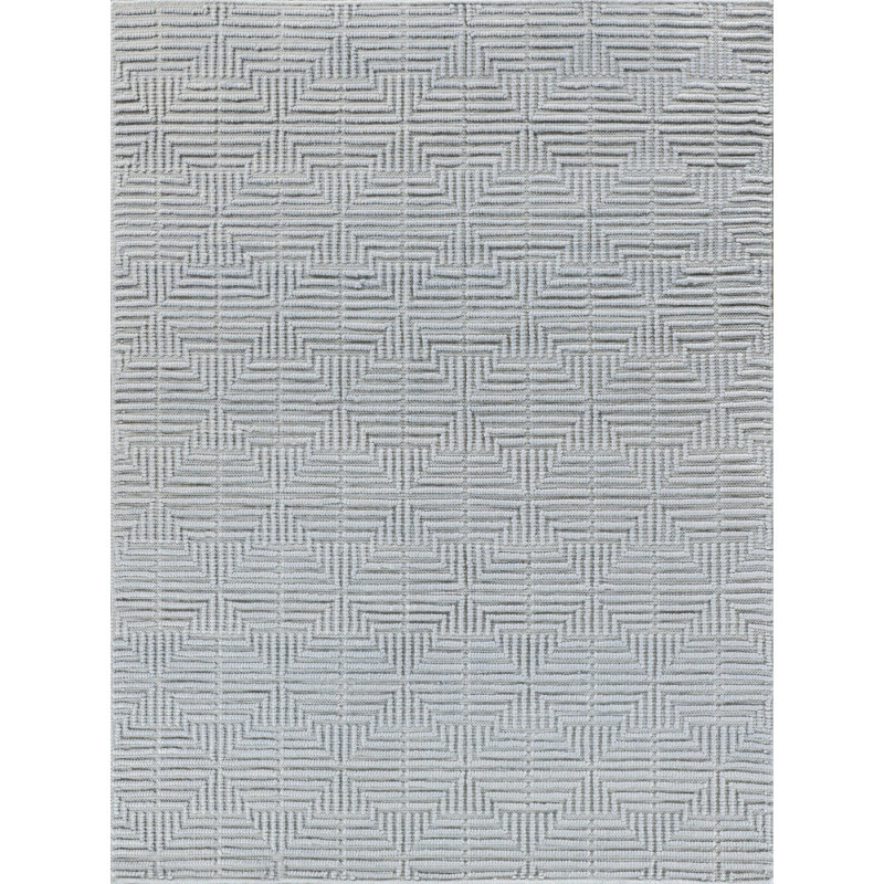 Manzoni Wool Geometric Area Rug, Silver, Rectangle 14' x 18'