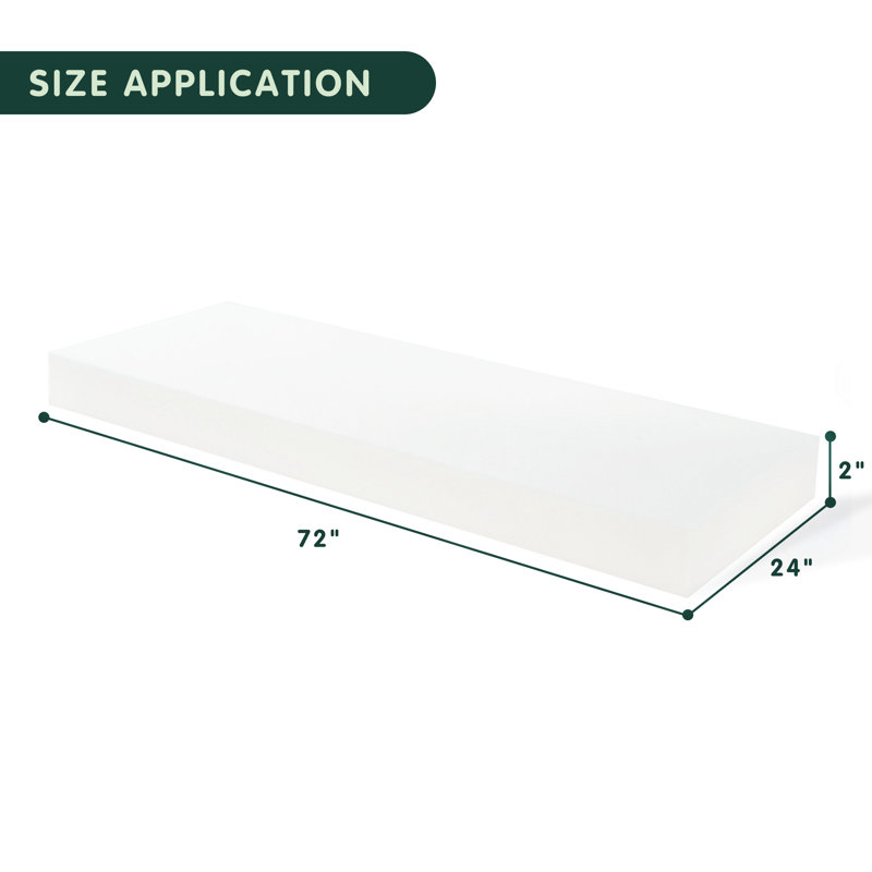 Coussin rembourré en mousse à haute densité DIY Upholstery, H 2 po x l 24 po x L 72 po