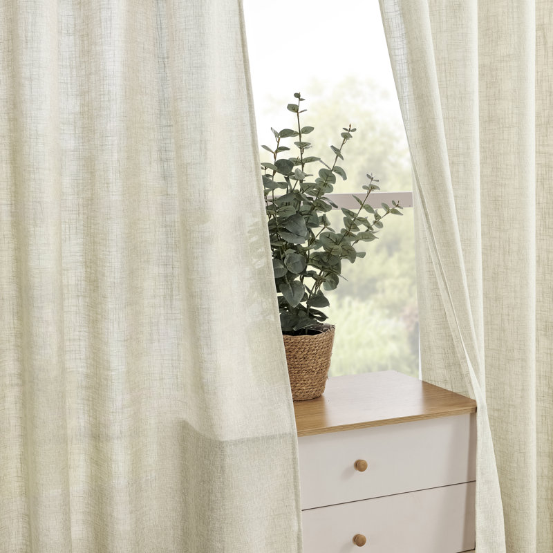 Paire de rideaux semi-transparents avec œillets Draycott, L 52 po x L 96 po, Polyester beige