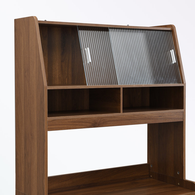 Armoire de cuisine avec huche et table de salle à manger pliable, Noyer