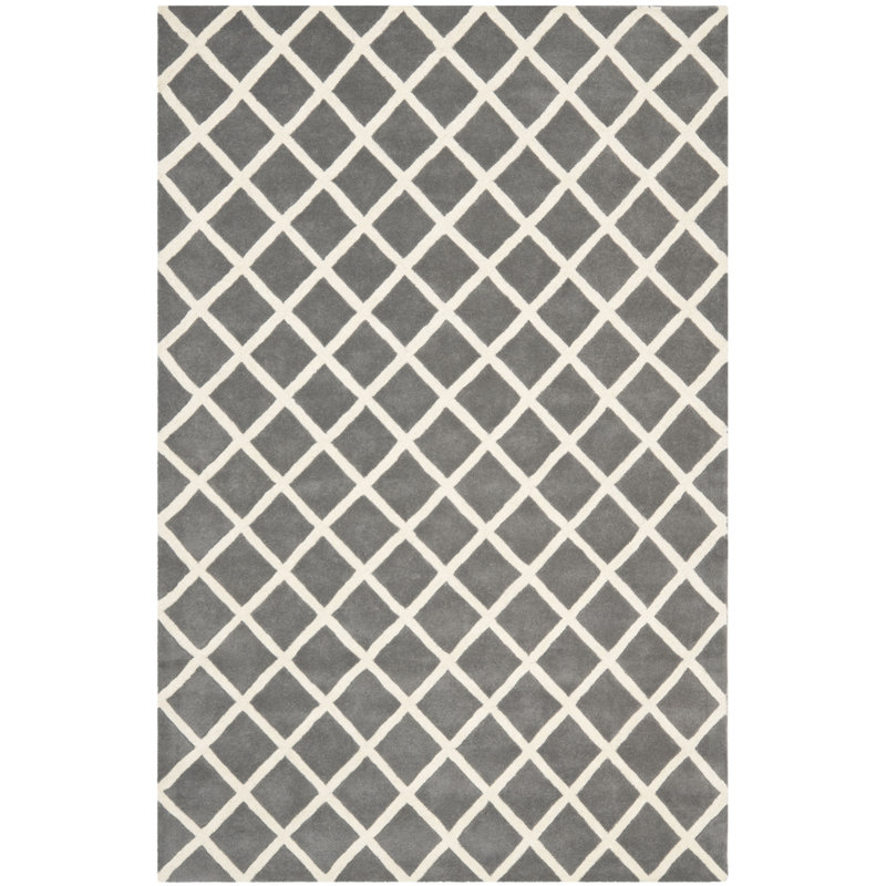 Temelec Geometric Wool Hand Woven Area Rug, Rectangle 122 x 183 cm