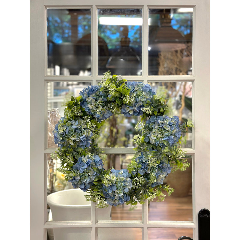 Spring Wreath with Hydrangeas and Budding Flowers