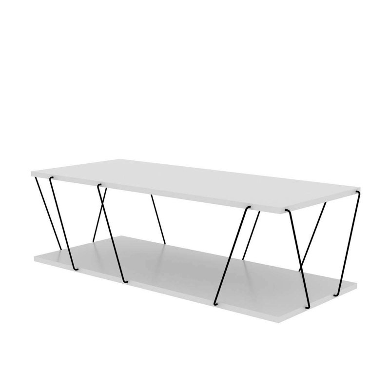 Stylish Coffee Table with Metal Frame, White, 47.2 x 11.8 x 19.7 inches | 100% Melamine Coated Particle Board, Thickness: 0.7 inches | Ideal for Living Room & Modern Decor, Durable & Elegant Design