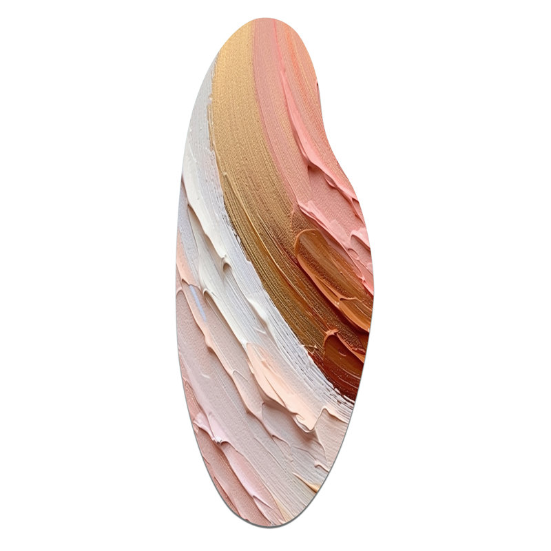 Sotiraq Peach and Gold Spiral Radiance - Asymmetrical Abstract Spirals Metal Art, Curved Metal Wall Sculpture Print