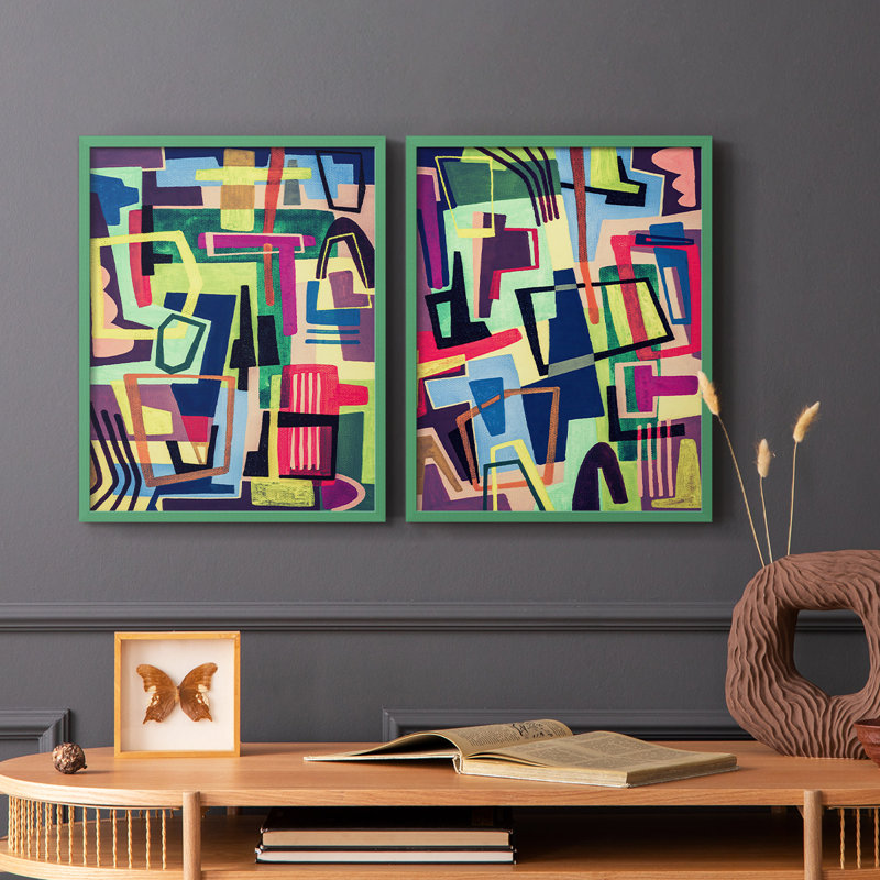 Couleurs connectées I - impression encadrée de qualité supérieure - prête à être accrochée - aucun clou requis - aucun clou requis