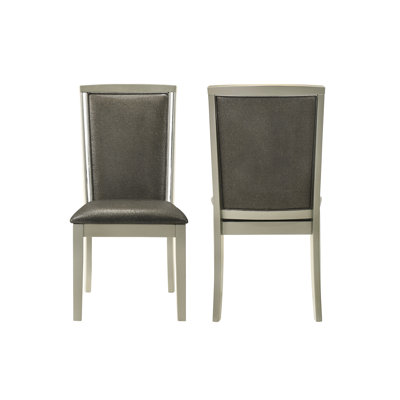 Eraldo Wood Upholstered Side Chair In Silver