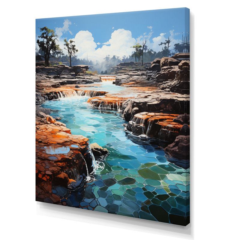 Shinde Geyser Erupting Azure Patchwork I, Toile tendue, H 40 po x l 30 po x P 1,5 po