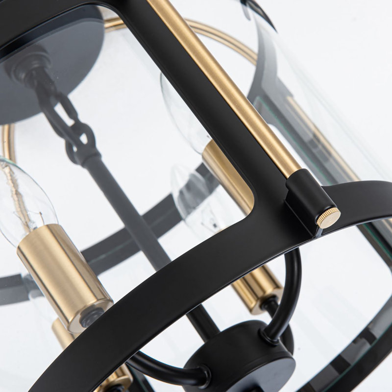 Bonita - 4-Light Flush Mount - Black/Brushed Brass