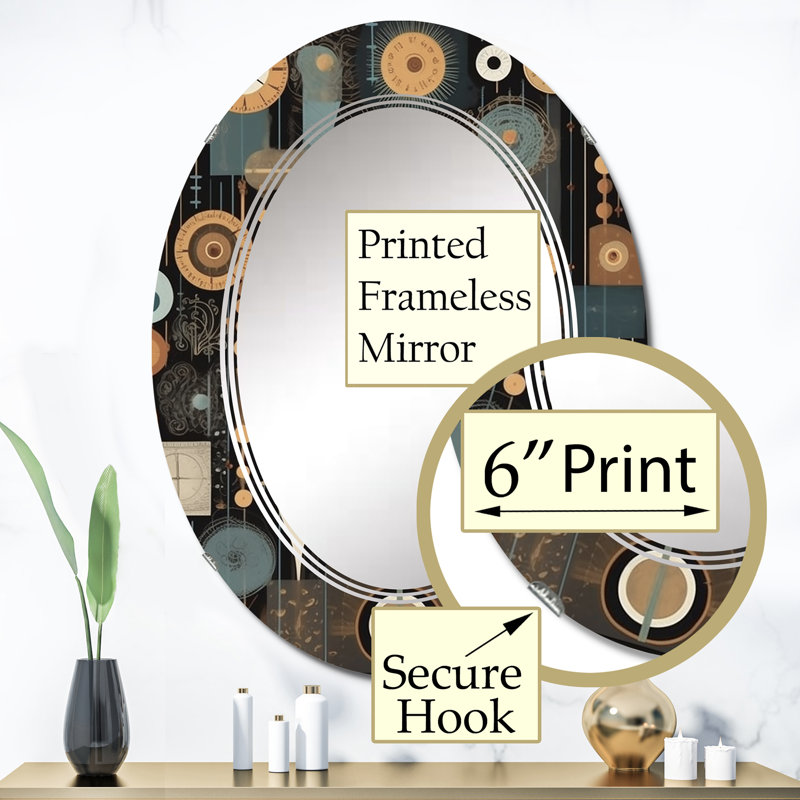 Laverham - Miroir mural moderne ovale, 36 po x 24 po