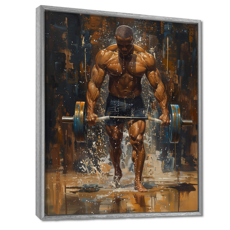 Déterminé haltérophile Hommes, Concours III - Art aérobique et musculation, Toile argentée avec cadre flottant