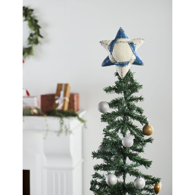 Handmade Hand Felted Wool Christmas Tree Topper - Star of David