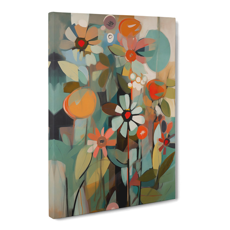 Benston Retro Flowers Vol.9 - Wrapped Canvas, 76cm H x 50cm W
