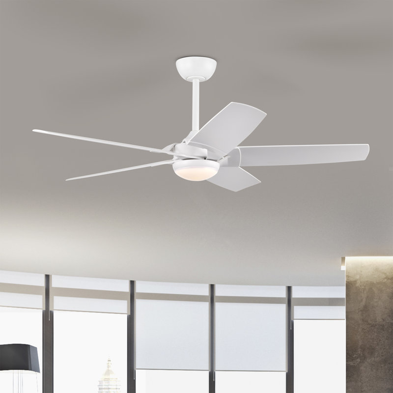 Angus 5-Blade Lighted Ceiling Fan With Led Lamp With Remote, White