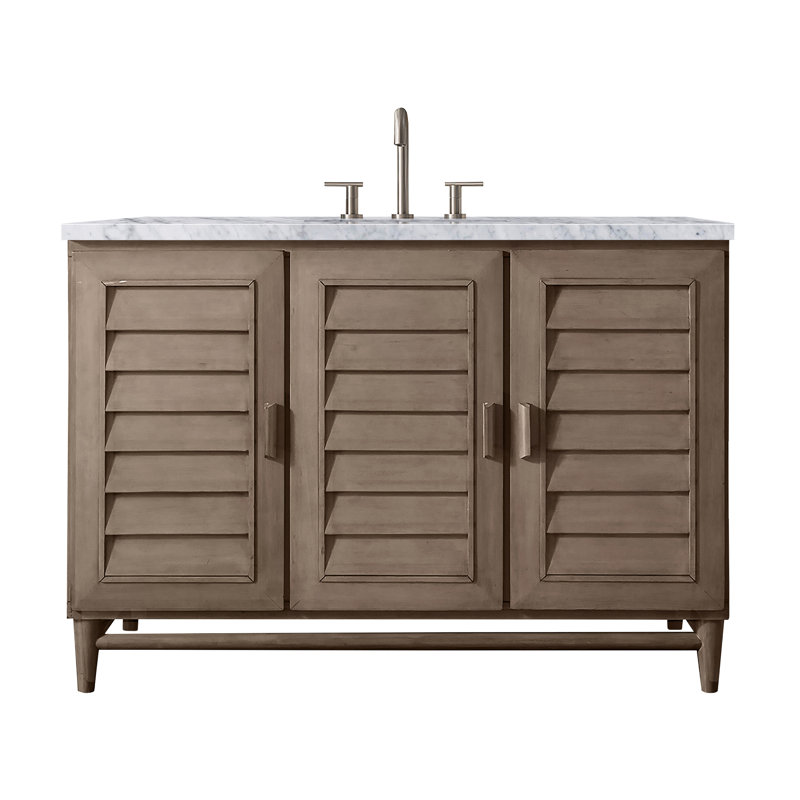 Portland 48'' W Single Vanity, Carrara White, Whitewashed Walnut, Widespread