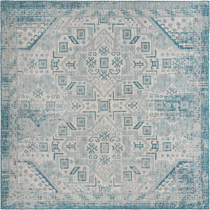 Tapis d'extérieur couleur bleu, Carré 10 pi