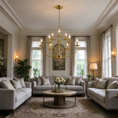 9-Light Dimmable Metal Two-Tier Candle Style Chandelier with Adjustable(not included bulbs)