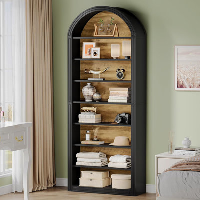 Étagère de rangement ouverte 79,53 "à 8 niveaux noir et brun pour salon, bureau, chambre à coucher