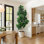 Figuier 7 pi 7 pi artificiel avec 139 feuilles - Faux Ficus Lyrata réalistes dans un pot à fleurs blanc de 9 po, cadeau de pendaison de crémaillère