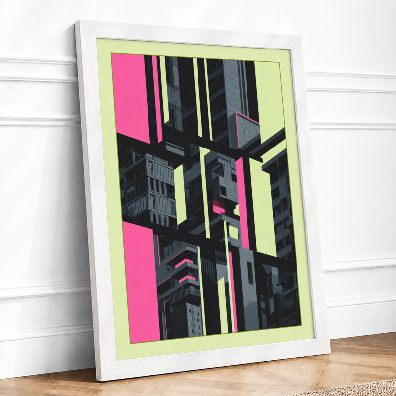Fragmented City Industrial - Framed Print, A2 - 59.4 x 42.0 cm, White