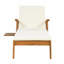 Chaise longue avec roulettes - Fauteuil inclinable en bois d'acacia pour patio / jardin, avec coussin blanc de 2 pouces, dossier réglable à 4 positions, mobilier d'extérieur polyvalent