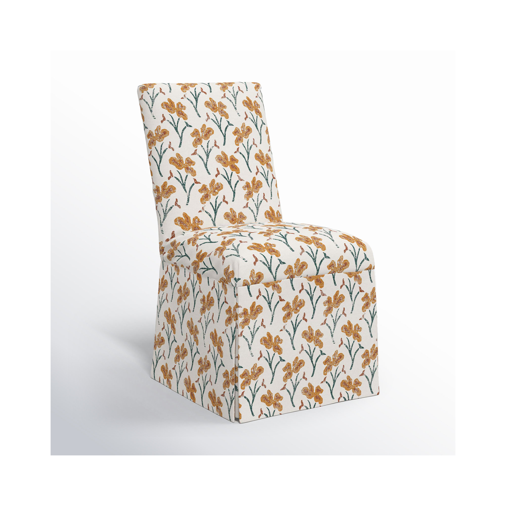 Ivanka Upholstered Parsons Chair, Vanves Floral Ochre Teal