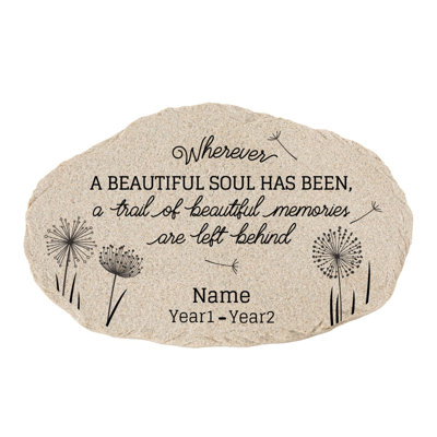 Personalized Memorial Garden Stone – Wherever a Beautiful Soul Has Been – Custom Name & Dates Sympathy Gift, Bereavement Garden Stone, Outdoor Remembrance Décor