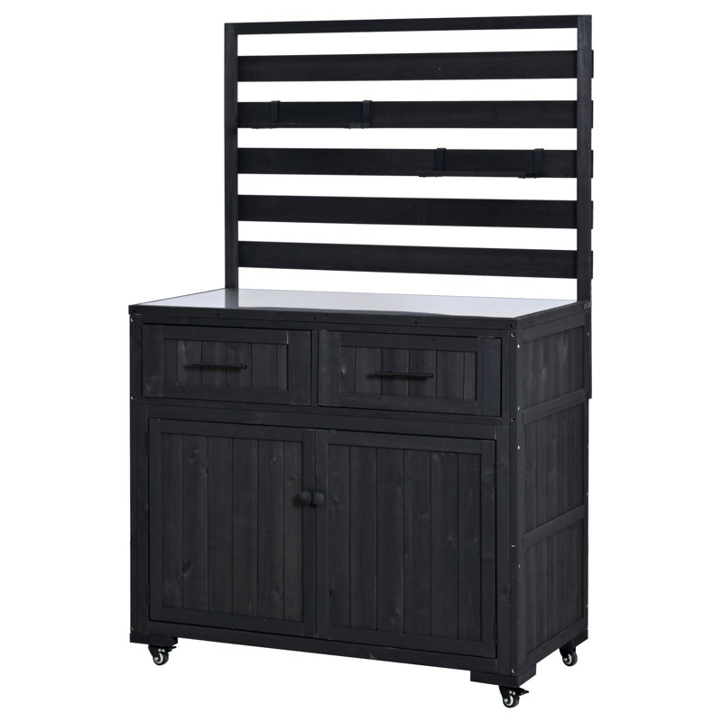 Îlot de cuisine 64,9 po H, Noir