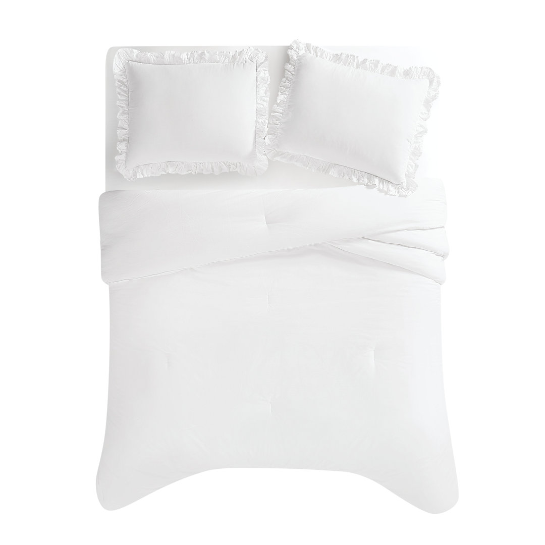 The Farmhouse by Rachel Ashwel Ruffled Washed Cotton White Comforter Set The Farmhouse by Rachel Ashwell 